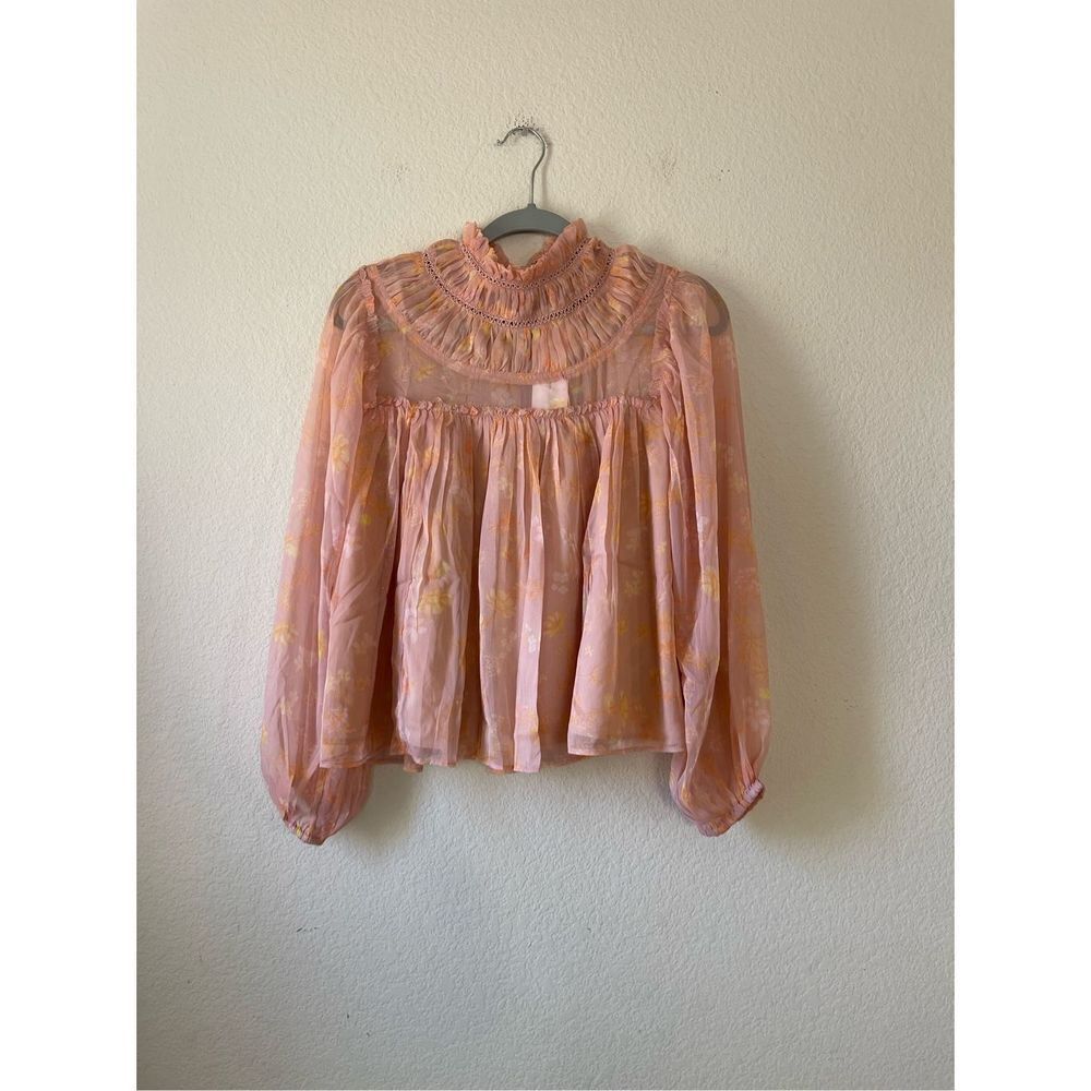 NWT French‎ connection puff sleeves ruffle detail blouse size x small